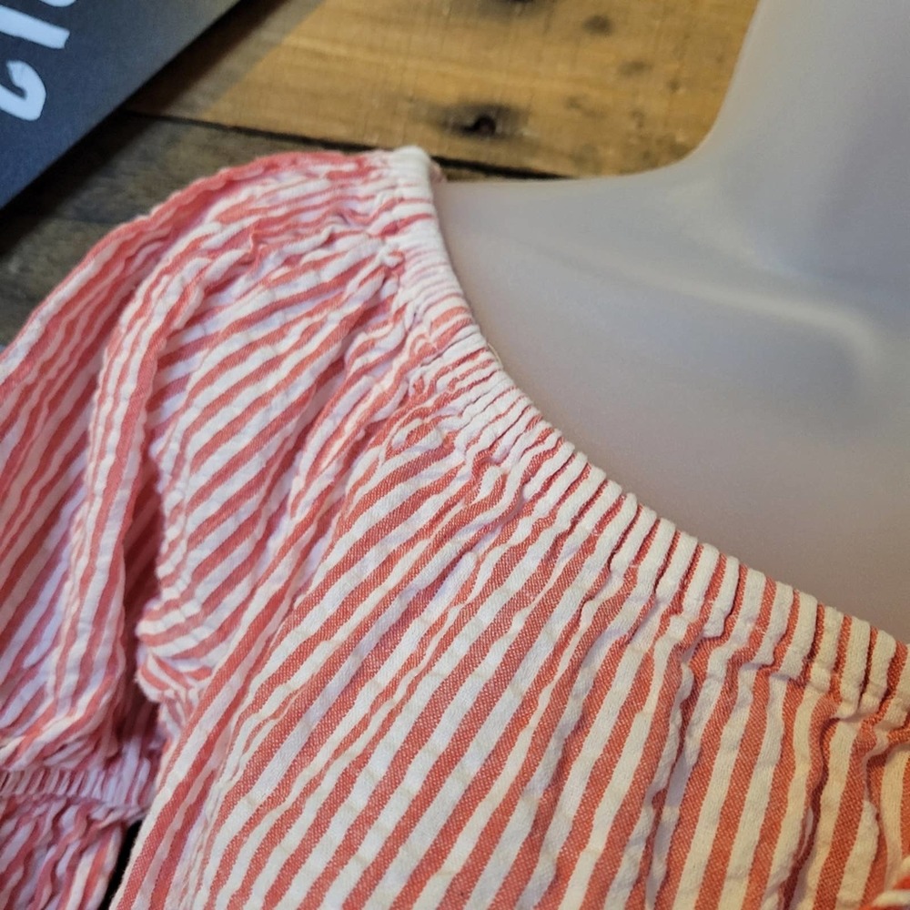 SALE-GB brand women's red and white candy stripped off shoulder dress size small - Picture 4 of 10